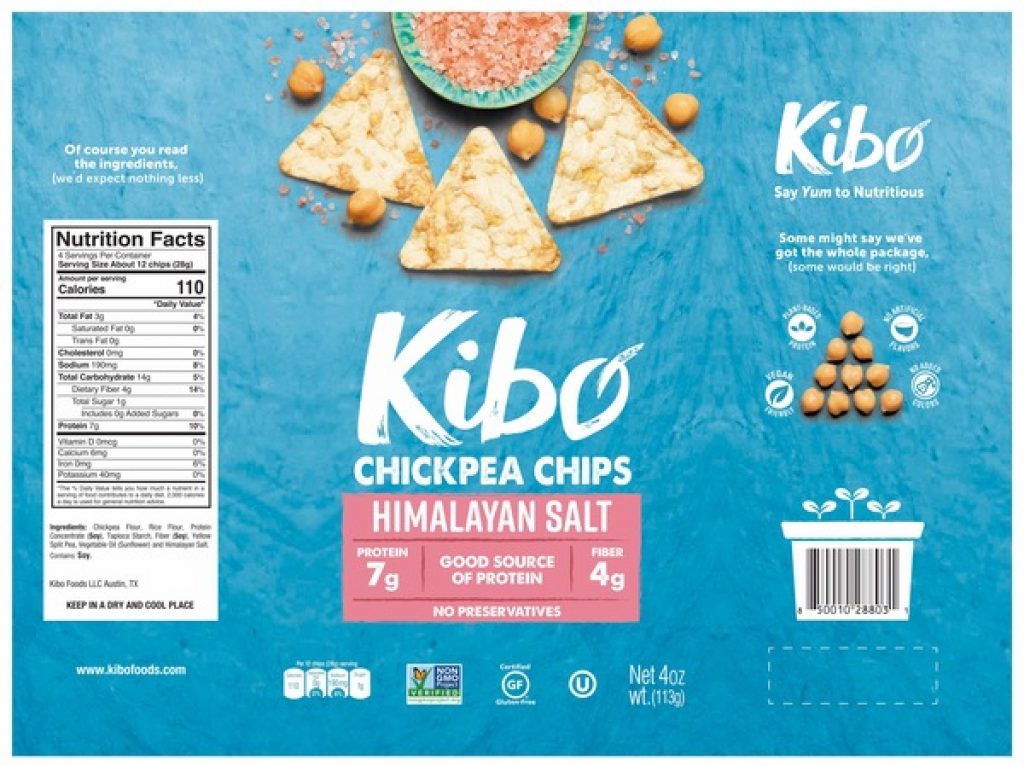 Kibo Chickpea Chip Label