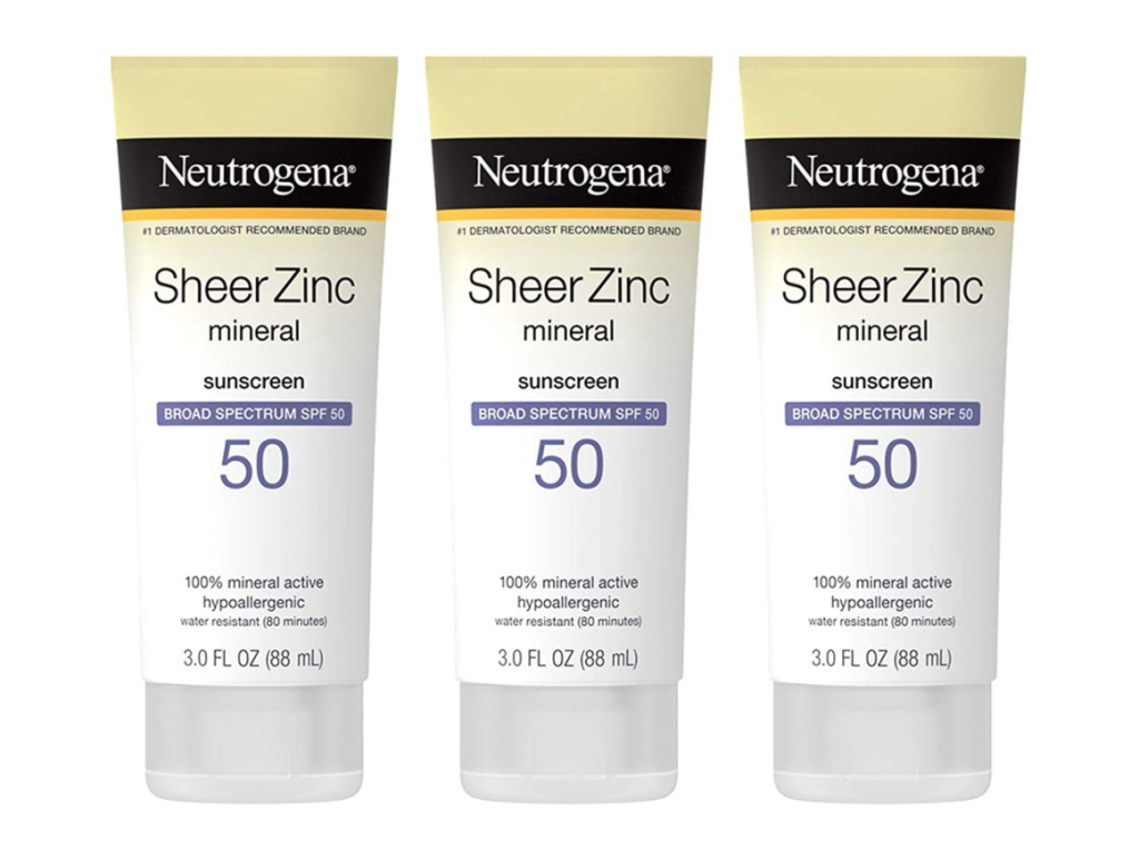 Neutrogena Sheer Zinc Oxide Dry-Touch Sunscreen SPF 50, 3 oz, Pack of 3