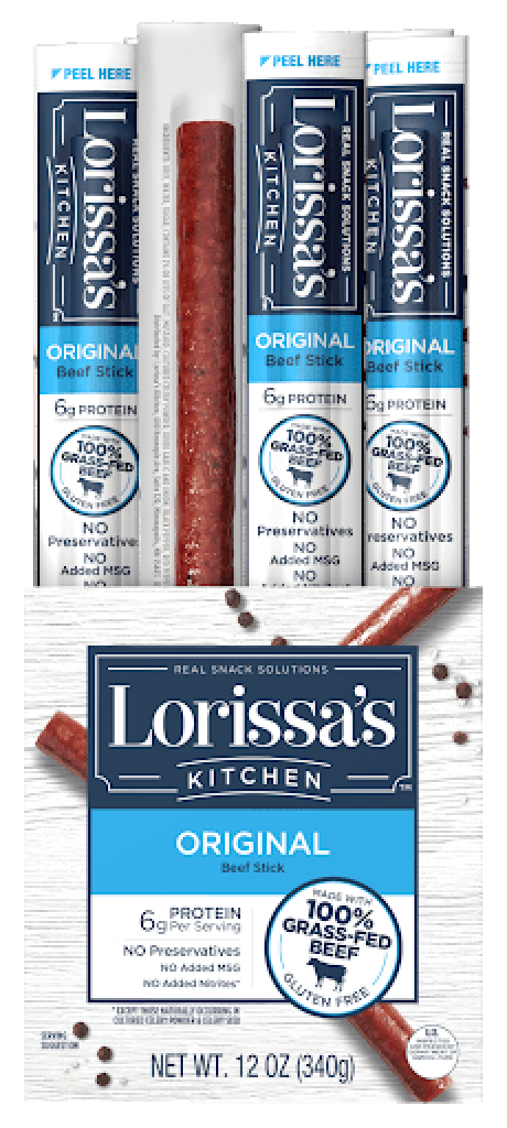 Lorissa’s Kitchen Grass-Fed Beef Snack Sticks, Original, 1 oz.