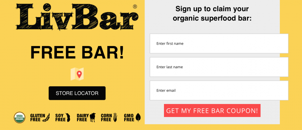 LivBar email signup