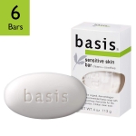Basis Sensitive Skin Bar Soap – Body Wash Bar Cleans and Soothes with Chamomile and Aloe Vera – 4 oz. Bar Soap (Pack of 6)