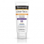 Neutrogena Clear Face Liquid Lotion Sunscreen SPF 55, 3 ounce, for $4.51-$4.75