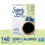 SUGARLY SWEET Zero Calorie Sweetener Packets with Stevia, Erythritol Sweetener, 140 Packets
